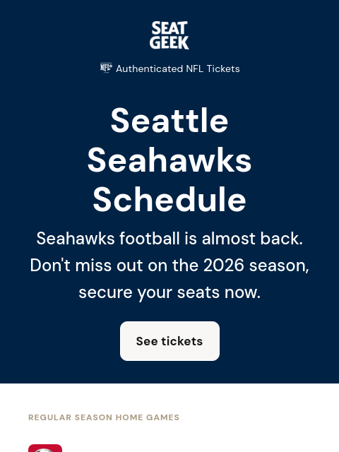 seatgeek newsletter: Seahawks kickoff is right around the corner