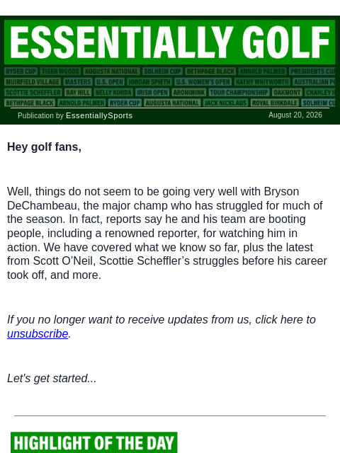 newsbreakexpress newsletter: Bryson's Team Kicks Reporter Out