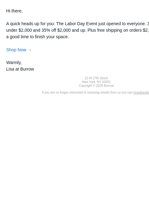 burrow newsletter: Early access is over. The sale is on.