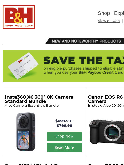 bhphotovideo newsletter: New Gear from Insta360, Viltrox & Kodak + Sony & C...