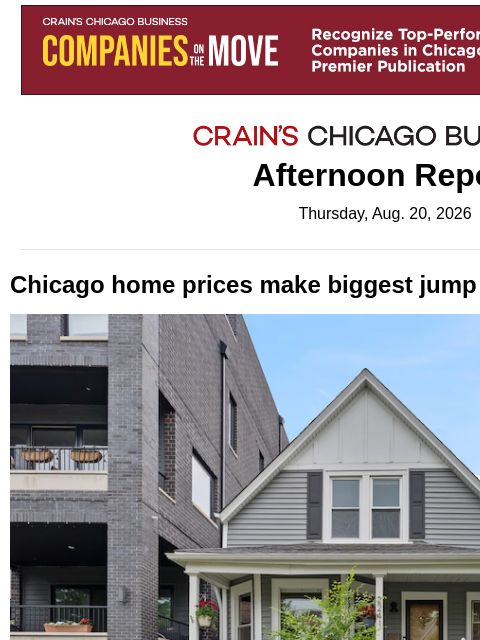 crainalerts newsletter: Home prices make biggest jump in over 5 years