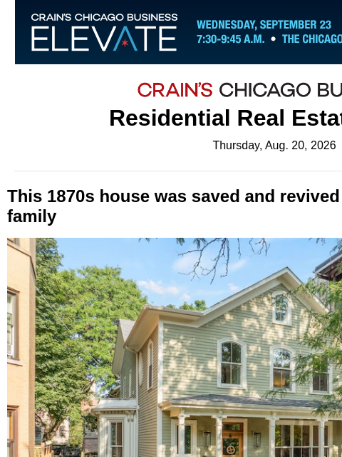 crainalerts newsletter: 1870s Lincoln Park house saved and revived