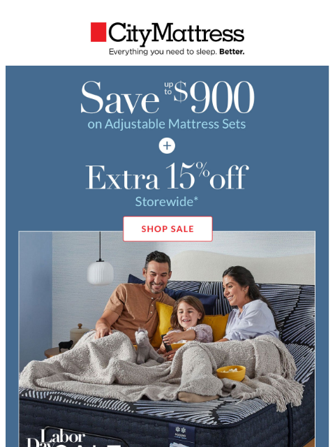 citymattress newsletter: Labor Day Sale: Comfort for the Whole Family