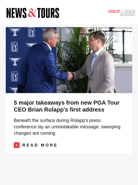 golfdigest newsletter: Change is coming to the PGA Tour