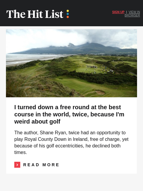 golfdigest newsletter: Major champ pans FedEx Cup Playoff venue