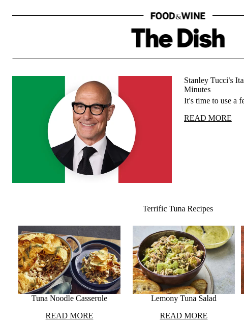 foodandwine newsletter: Stanley Tucci's Italian Lunch Only Takes a Few Min...
