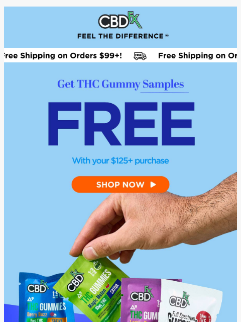 cbdfx newsletter: Get 4 FREE THC gummy samples w/ qualifying purchas...