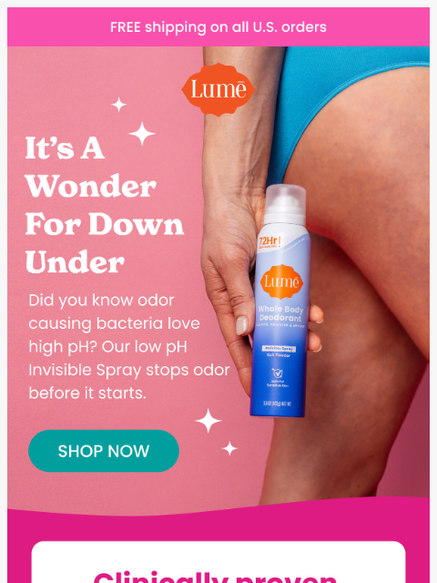 lumedeodorant newsletter: Spray Deo For Below The Belt... 🍑