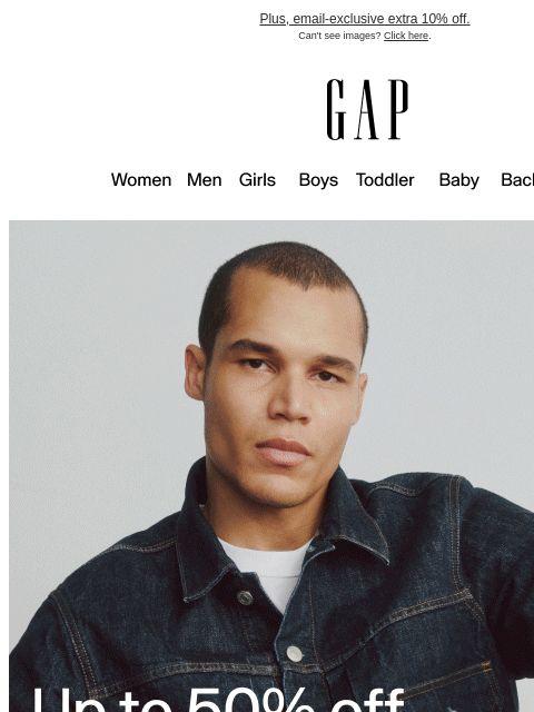 gap newsletter: Don't miss out on up to 50% off — including tees