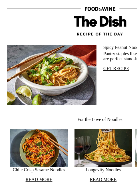 foodandwine newsletter: Spicy Peanut Noodles