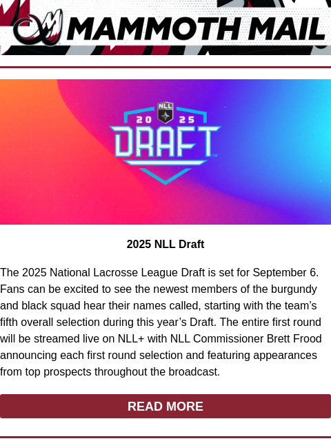 thecoloradomammoth newsletter: 🦣NLL Draft Coming Soon