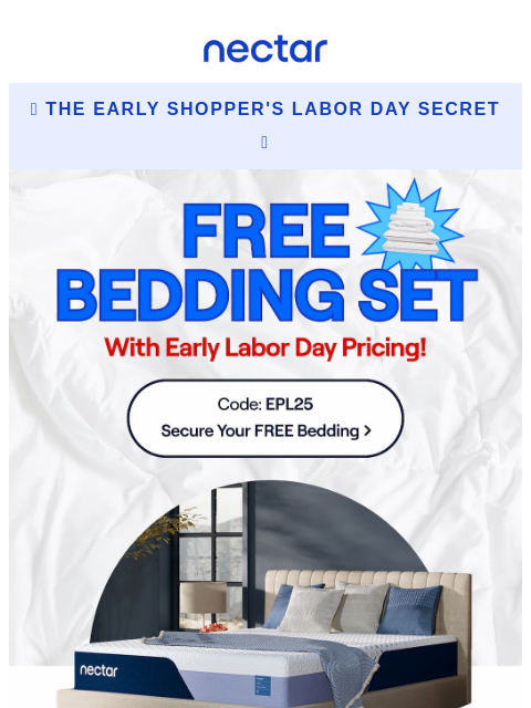 nectarsleep newsletter: 🎫 Your Golden Ticket: EPL25 for Free Bedding
