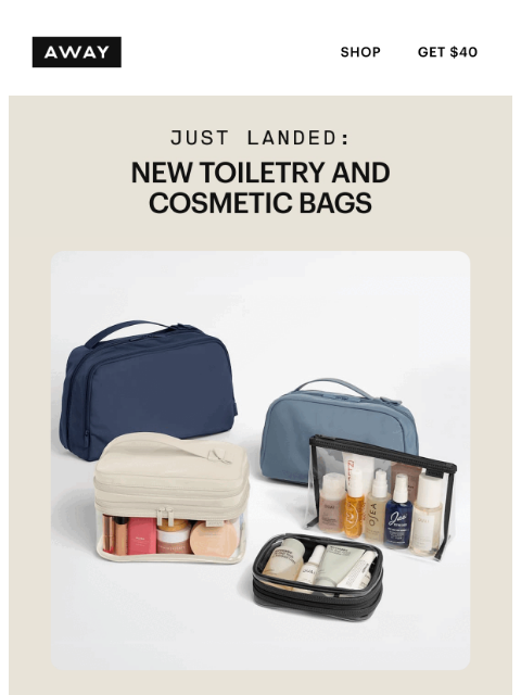 awaytravel newsletter: Just landed: new toiletry and cosmetic bags