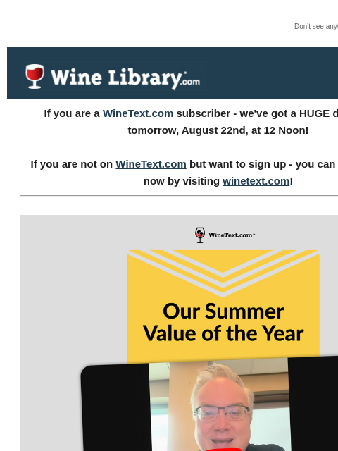 winelibrary newsletter: It's TOMORROW! Our Summer Value of the Year hits W...