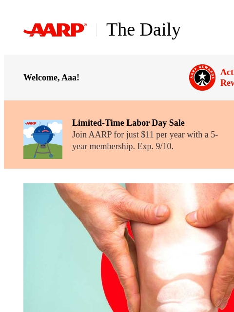 aarp newsletter: The Daily — 7 Worst Habits for Your Joints