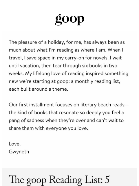 goop newsletter: the Thursday newsletter