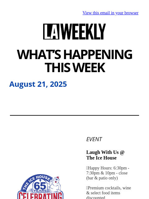 laweekly newsletter: What's Happening in LA This Week + 50 Years of The...