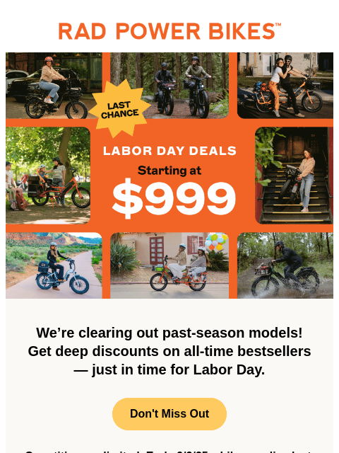 radpowerbikes newsletter: Labor Day Deals Start Now! ☀️