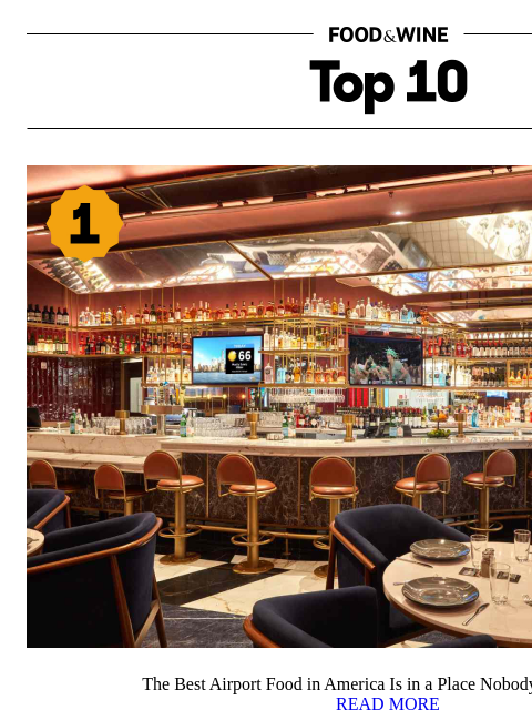 foodandwine newsletter: The Best Airport Food in America Is in a Place Nob...