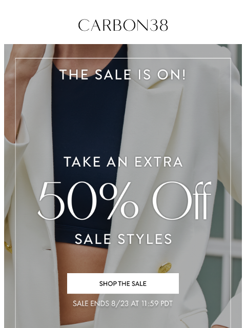 carbon38 newsletter: Limited Time: Take an extra 50% off