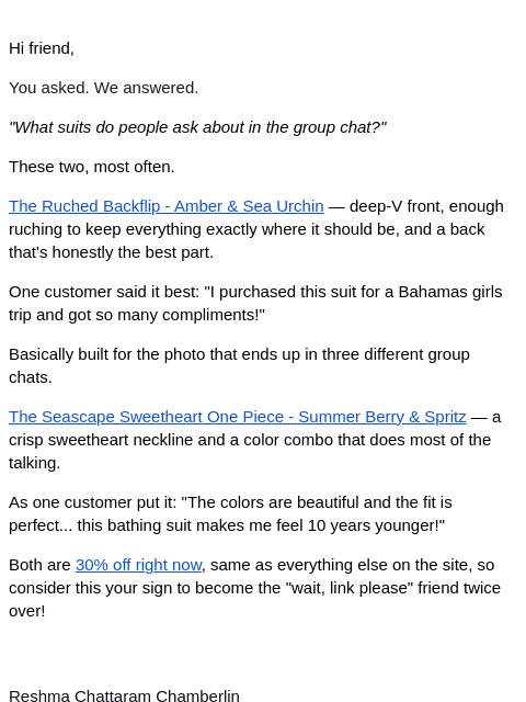 summersalt newsletter: Send this to the group chat