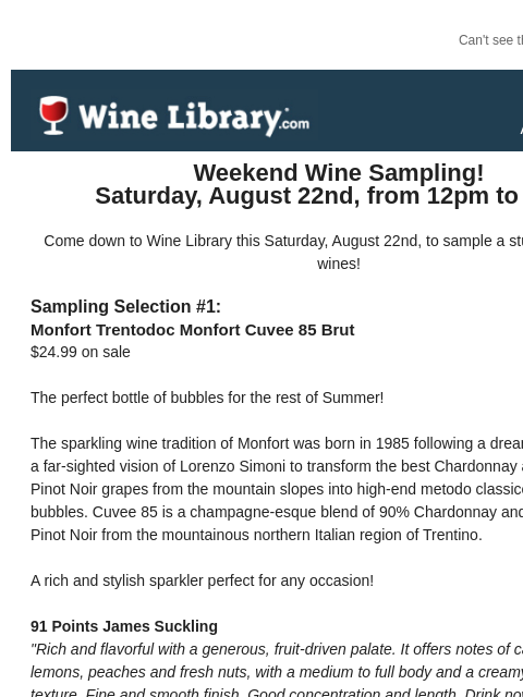 winelibrary newsletter: Sample 4 highly rated wines this Saturday at Wine ...