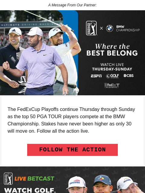 golfdigest newsletter: The race for the FedExCup accelerates at BMW Champ...