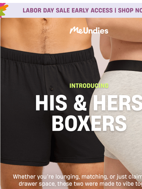 meundies newsletter: NEW: His & Hers Boxers
