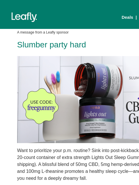 leafly newsletter: Free sleep gummies? 🌙