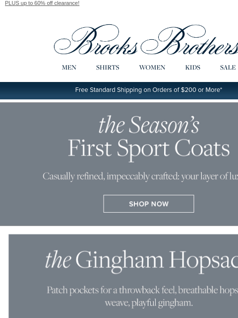 brooksbrothers newsletter: New sport coats, new-classic style
