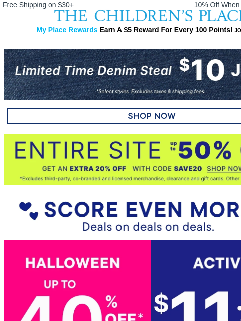 childrensplace newsletter: Limited Time: $10 Denim Flash SALE!