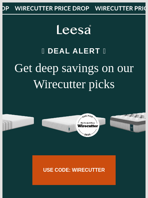 leesasleep newsletter: Just for you: The Wirecutter Price Drop is back