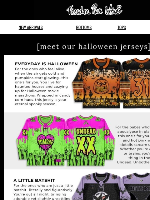 freedomravewear newsletter: 🎃 Halloween: Meet the jerseys