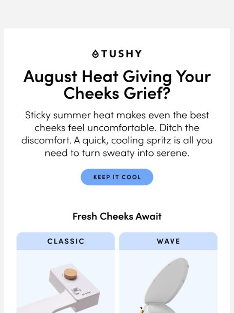 hellotushy newsletter: 🌡️ August Sweat? Let's Chill Your Cheeks