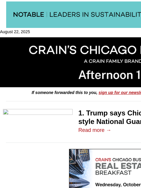 crainalerts newsletter: Will Chicago see a National Guard deployment next?