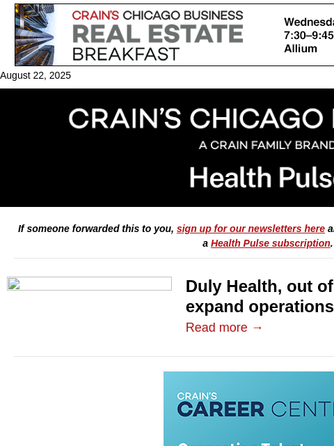 crainalerts newsletter: Duly eyes more deals
