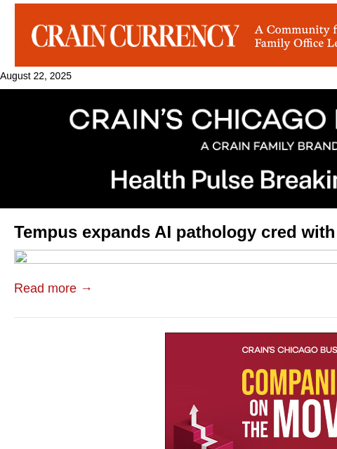 crainalerts newsletter: Another Tempus AI acquisition