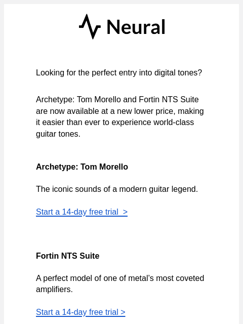 neuraldsp newsletter: Two legendary plugins, now at a lower price