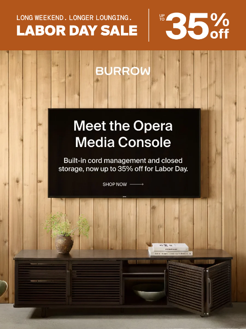 burrow newsletter: Hide the cables and save up to 35% sitewide