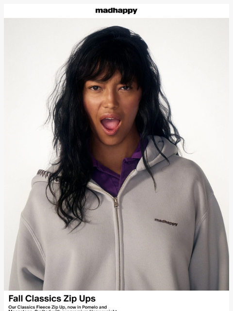 madhappy newsletter: Fall Classics Zip Ups In Pomelo & Moonstone