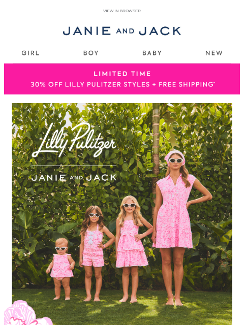 janieandjack newsletter: Take 30% off Lilly Pulitzer styles