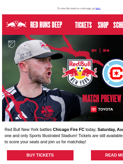 newyorkredbulls newsletter: Matchday is Here! RBNY vs. Chicago Fire FC🏟️