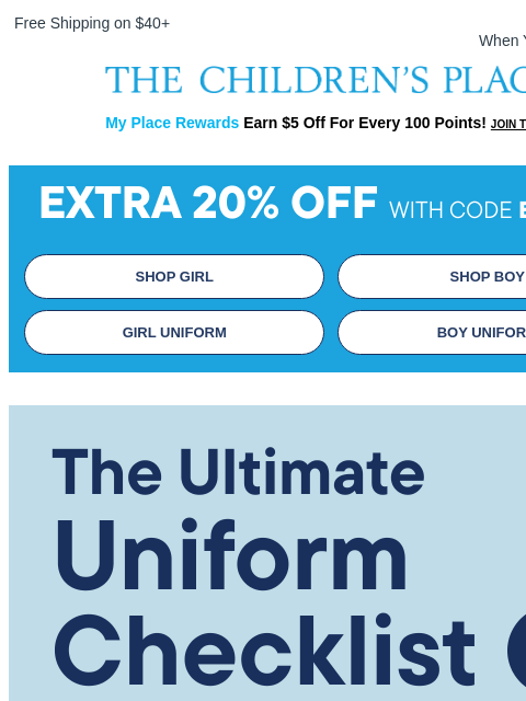 childrensplace newsletter: Every Uniform Essential They Need ✅