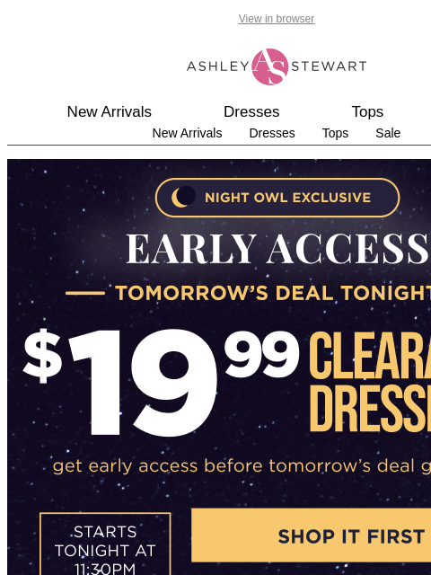 ashleystewart newsletter: 🦉Night Owl — $19.99 CLR dresses
