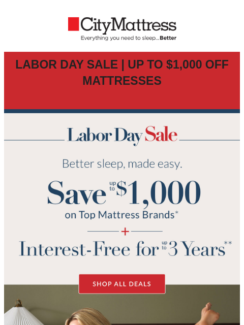 citymattress newsletter: Labor Day savings from the brands you love