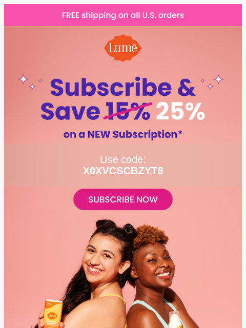 lumedeodorant newsletter: Limited Time Offer: 25% OFF Subscription! 👏