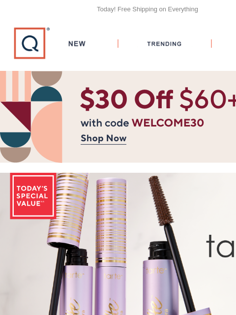 qvcemail newsletter: Up to 30% Off tarte + TSV® Best Seller  + Get $30 ...