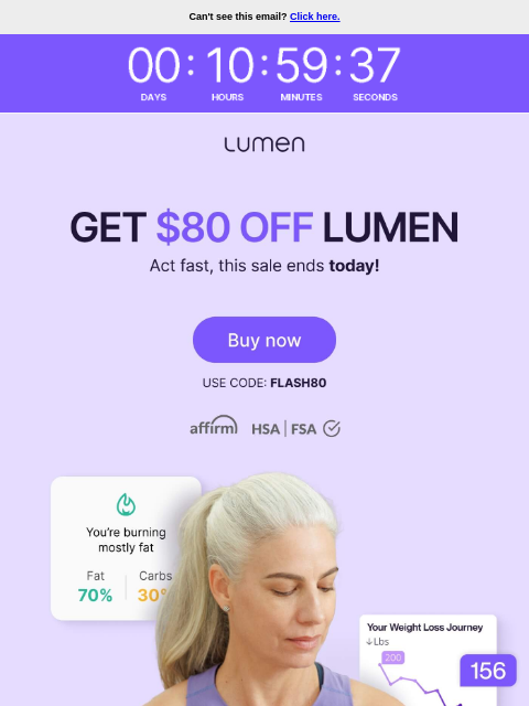 lumen newsletter: ENDS TODAY ⏳ Get an extra $80 OFF Lumen