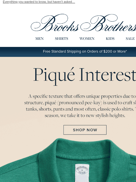 brooksbrothers newsletter: Piqué 101