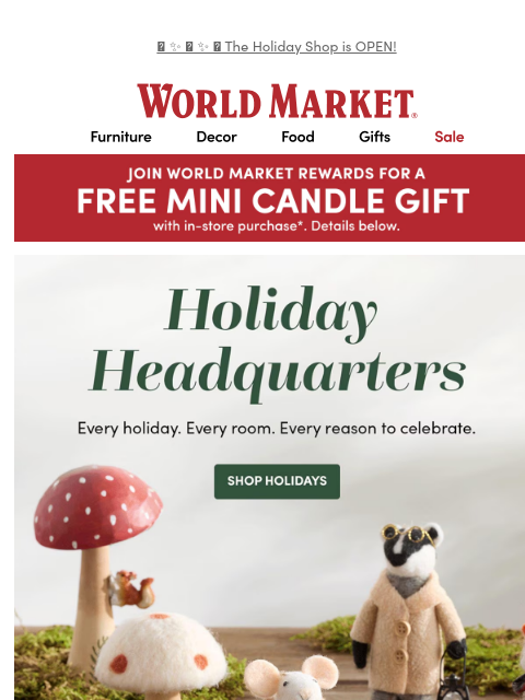 emailworldmarket newsletter: 💗 FREE GIFT! Get your mini candle in store now.